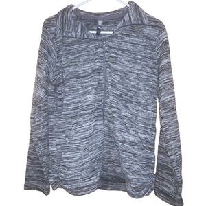 Women’s Mountain Hardwear Full Zip Fleece Top Jacket Gray/Black Striped Large